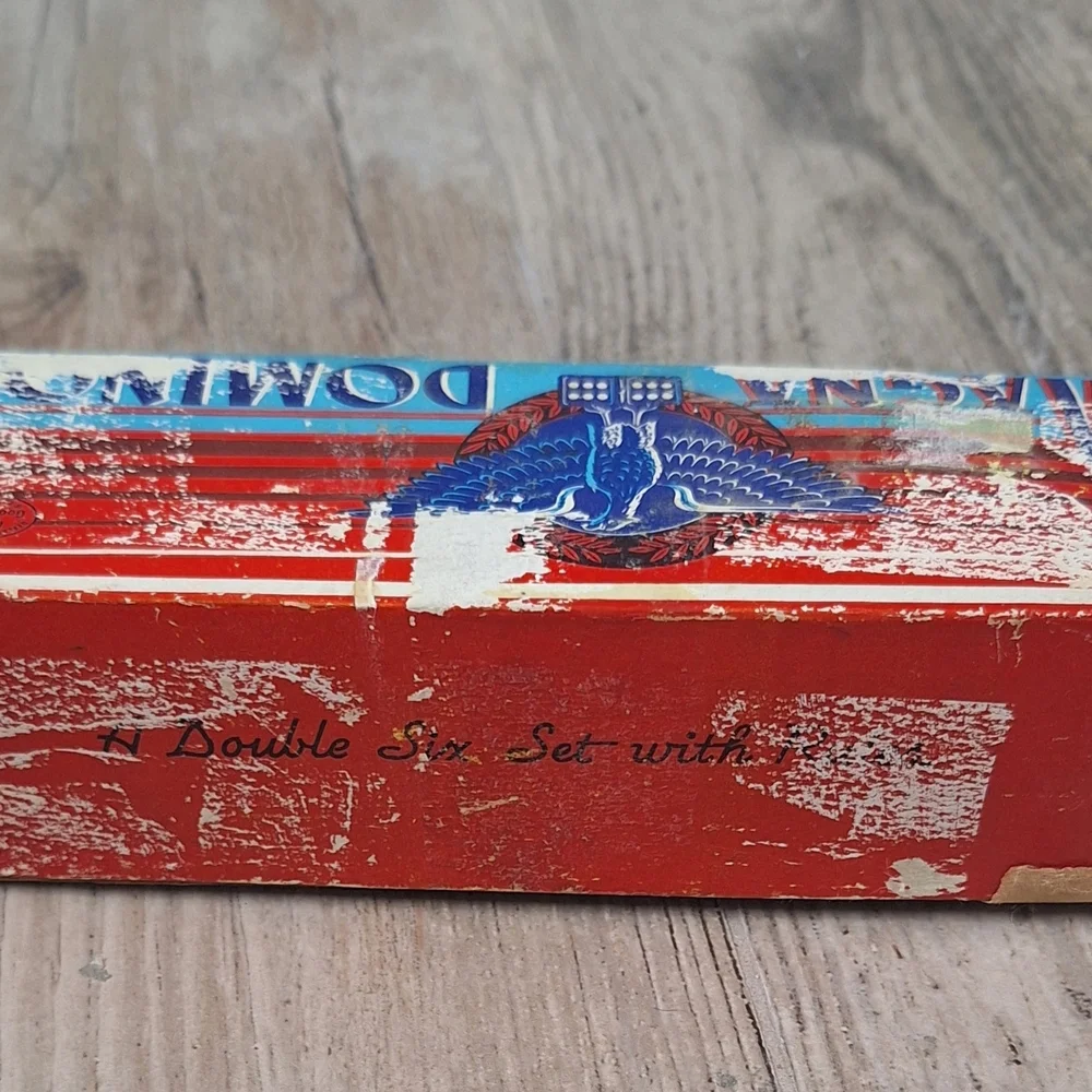 Vintage Magna Dominoes Set Black Lightweight Eagle Dominos Game Complete Set - Picture 3 of 5